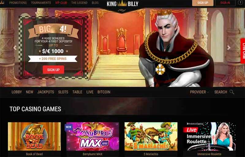 King Billy Casino Review and Canada Bonus